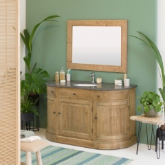 Round solid wood bathroom cabinet 1 sink, 3 doors, 2 drawers