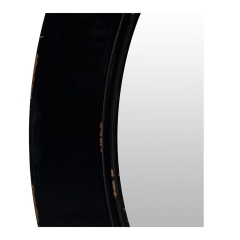 Round graphite black wooden mirror D75 cm