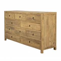 10 Drawer Chest, Antique Natural Recycled pine