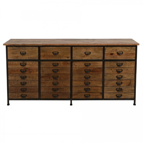 Low industrial sideboard in recycled wood - Manufacture