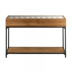 Console for Wine Bottles Wine Bar Counter in Natural Wood 38x76x120cm