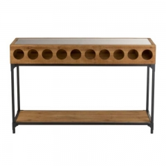 Console for Wine Bottles Wine Bar Counter in Natural Wood 38x76x120cm