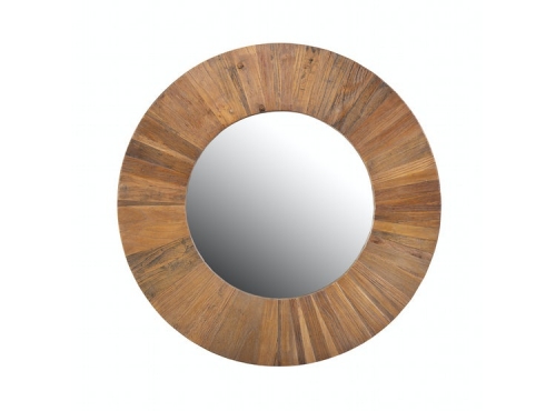 ROUND MIRROR IN NATURAL ELM WOOD 90 DIAMETER