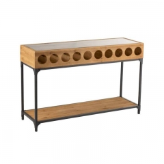 Console for Wine Bottles Wine Bar Counter in Natural Wood 38x76x120cm