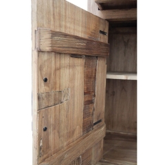 Industrial bookcase 4 doors 2 drawers in recycled elm