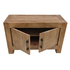 Industrial 2-door low sideboard in recycled elm