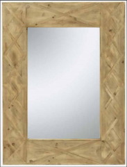 RECTANGULAR MIRROR IN NATURAL RUSTIC WOOD