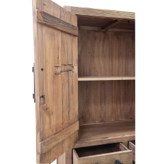 Industrial bookcase 4 doors 2 drawers in recycled elm