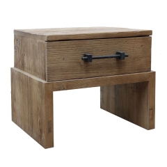 Industrial bedside table 1 drawer in recycled elm