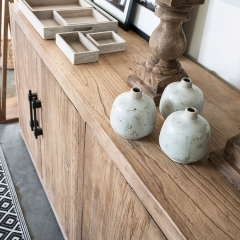 Low industrial 4-door sideboard in recycled elm - Transition