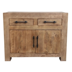 Industrial sideboard 2 drawers 2 doors in recycled elm