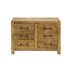 Low industrial 4-door sideboard in recycled elm - Transition