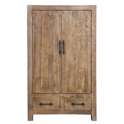 Industrial cabinet 2 doors 2 drawers in recycled elm