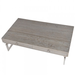 Elm with Chrome Leg Coffee Table with Drawers