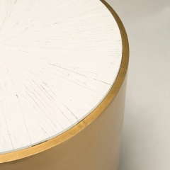 SIDE TABLE WHITE WOOD GOLD METAL