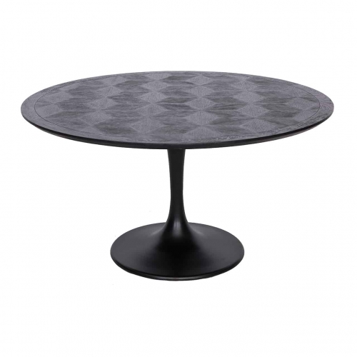 Oval Black Oak And Iron Table 140 Cm