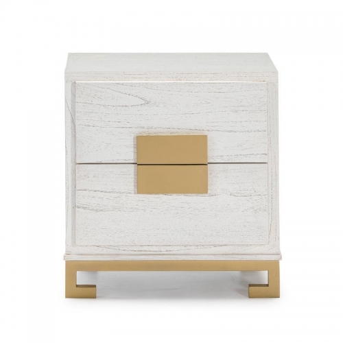 2-DRAWER BEDSIDE TABLE 56X41X60 WHITE WOOD