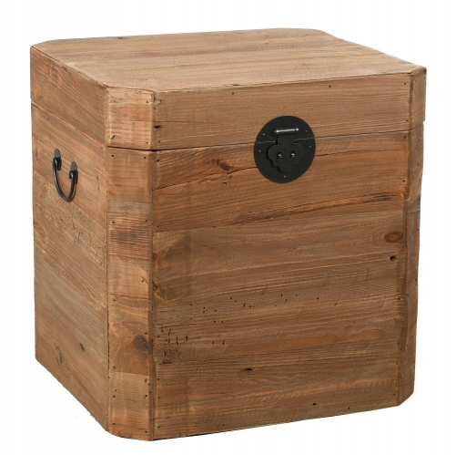 Square chest in recycled pine and metal (Square)