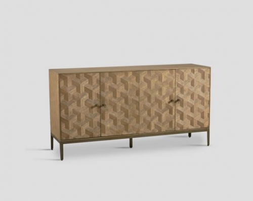 4-door Sideboard in mindi wood with Natural finish