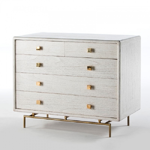 5-DRAWER CHEST OF DRAWERS White METAL WOOD