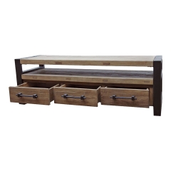 Industrial 3-drawer TV cabinet in recycled elm
