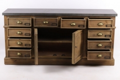 INDUSTRIAL APOTHECARY BUFFET RECYCLED WOOD AND ZINC