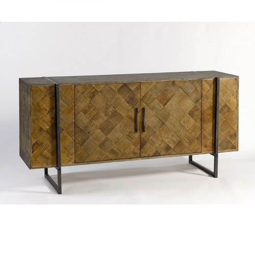 Geometric decorated wooden sideboard