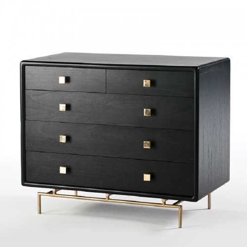 5-DRAWER CHEST OF DRAWERS METAL WOOD