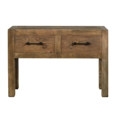 Industrial console 2 drawers in recycled elm