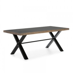 DINING TABLE CEMENT NATURAL WOOD METAL