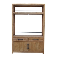 Industrial bookcase 2 doors in recycled elm