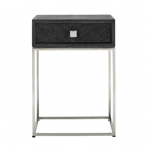 Bedside table Blackbone silver 1-drawer