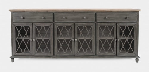 Gray chest of drawers in the glamor style