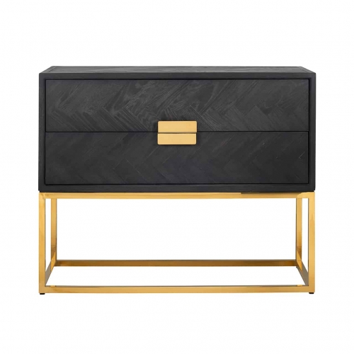 Chest of drawers gold and black 2 drawers