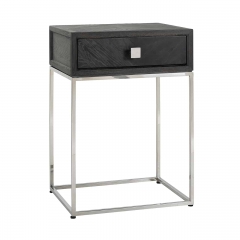 Bedside table Blackbone silver 1-drawer