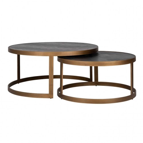 Coffee table brass set of 2 (Black)