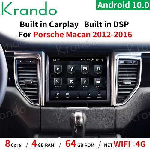 Krando Android 10.0 4G 64G 8.4'' Tesla Vertical Screen Car Radio Multimedia Audio Player For Porsche Macan 2012-2016 GPS Carplay