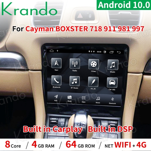 Krando Android 10.0 4G 8.4'' Tesla Screen Car Radio Multimedia Player For Porsche Cayman/BOXSTER/718 /911/981/997 2012-2015