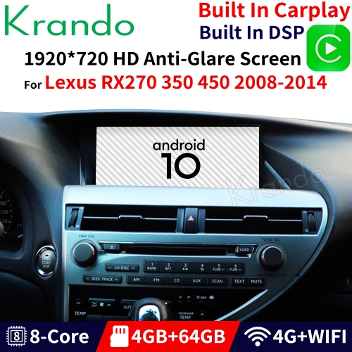 Krando Android 10.0 4G 64G 10.25'' Car Radio Player For Lexus RX270 RX350 RX450 2008-2014 Multimedia Audio Wifi Navi Carplay