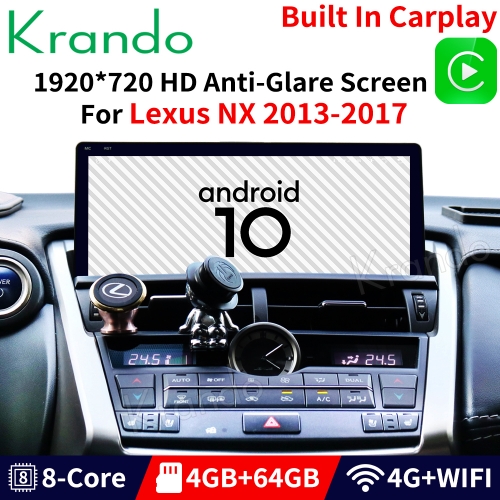 Krando Android 10.0 4G 64G 10.25'' Car Radio Audio For Lexus NX 2013-2019  Navigation Player BT WIFI Bluetooth Carplay GPS