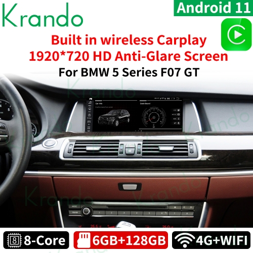 Krando Android 11.0 6G 128G 10.25 Car Audio For BMW 5 Series GT F07 CIC NBT 2009-2012 Multimedia Radio Player Wireless Carplay