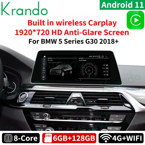 Krando Android 11.0 6G 128G 10.25 Car GPS For BMW 5 Series G30 EVO 2018-2020 Multimedia Radio Player Wireless Carplay Head Unit