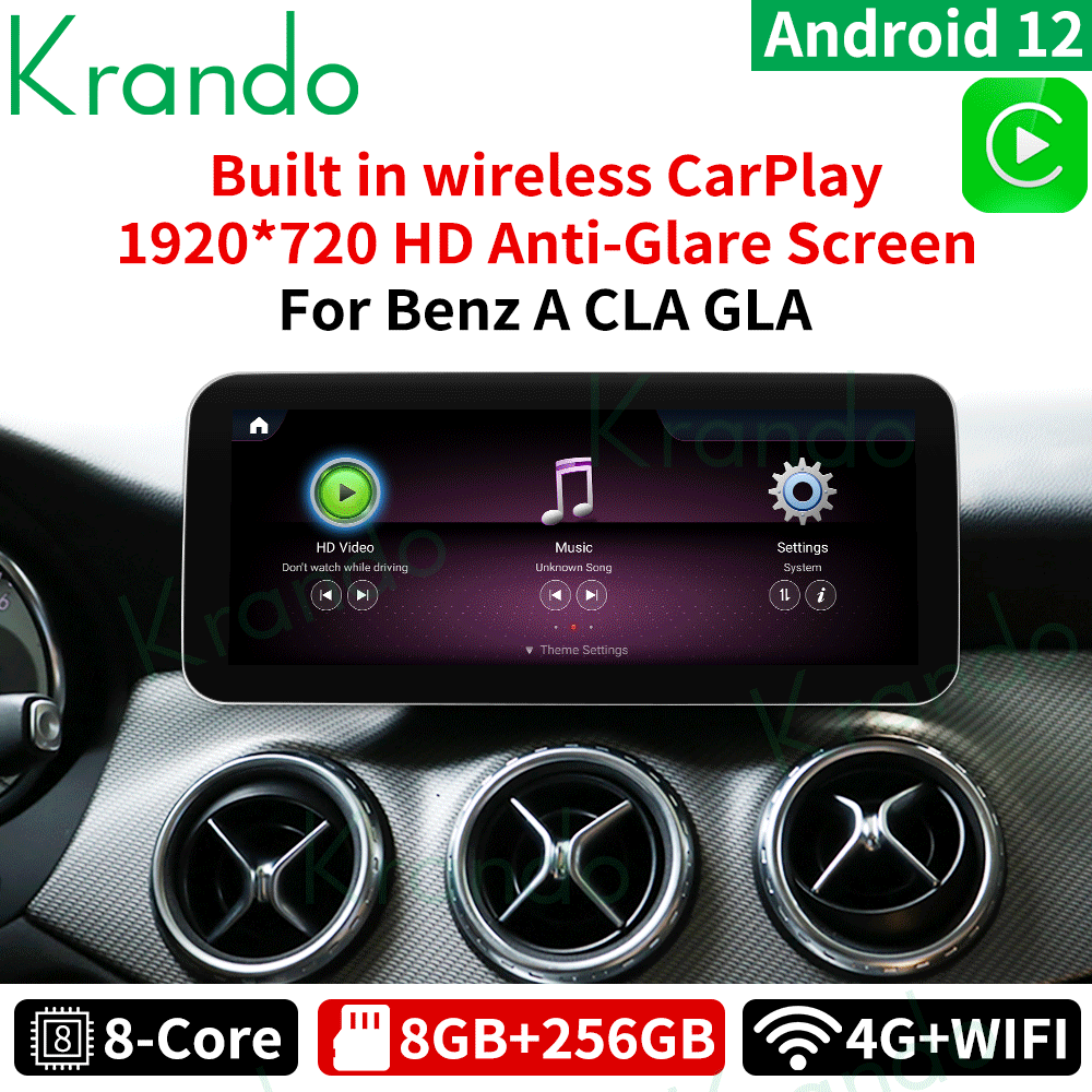 Krando Android 12.0 8G 128G 10.25 Inch Car Radio For Mercedes-Benz A W176 A180 CLA C117 GLA X156 2012-2020 NTG 4.5 5.0 5.5 Wireless CarPlay