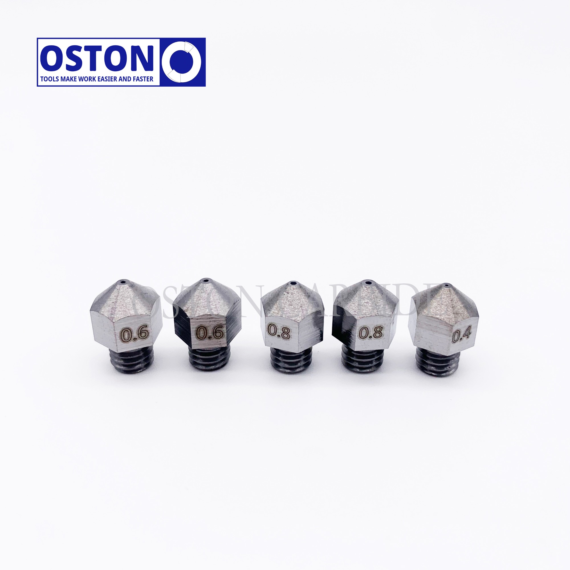 Tungsten 3D Printer MK8 Extruder Nozzle, 0.4/0.6/0.8mm Orifice Diameter