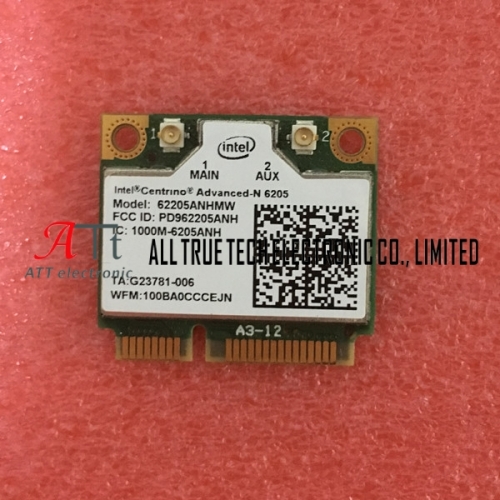 Intel Centrino Advanced-N 6205, Dual Band 62205ANHMW 802.11a/b/g/n 2.4G/5.0Ghz Wireless Mini PCI-E Card