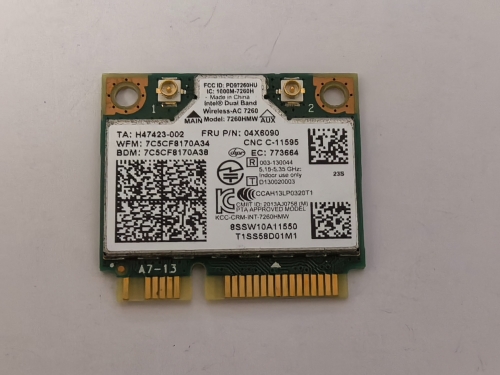 Intel 7260HMW NB Half-Mini PCI-E 300Mbps 802.11N 2.4G / 5Ghz Dual brand Laptop Internal WLan or WIFI or Wireless LAN card with Bluetooth 4.0