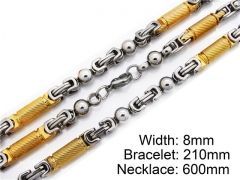 HY Stainless Steel 316L Necklaces Bracelets (Two Tone)- HY55S0012I30