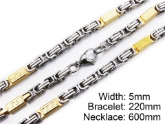 HY Stainless Steel 316L Necklaces Bracelets (Two Tone)- HY55S0004I20