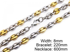HY Stainless Steel 316L Necklaces Bracelets (Two Tone)- HY55S0021H90