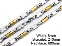HY Stainless Steel 316L Necklaces Bracelets (Two Tone)- HY55S0015I10